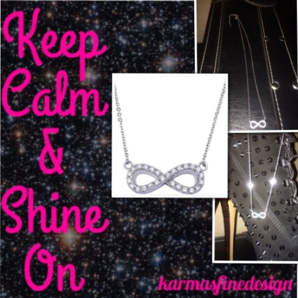 .925 Sterling Silver & CZ Infinity Necklace